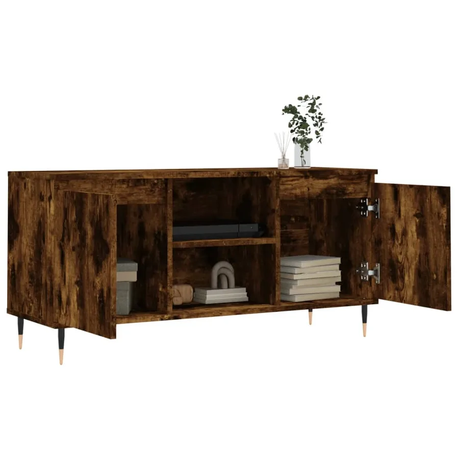 Meuble TV chêne fumé 104x35x50 cm bois d'ingénierie - 4
