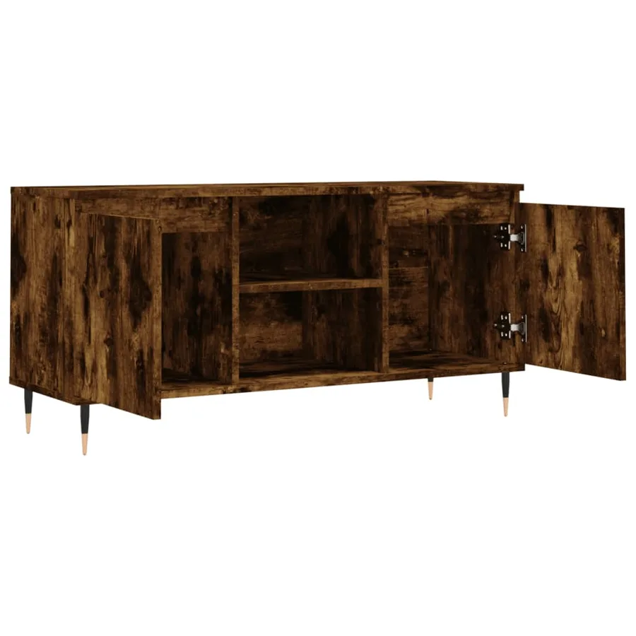 Meuble TV chêne fumé 104x35x50 cm bois d'ingénierie - 6