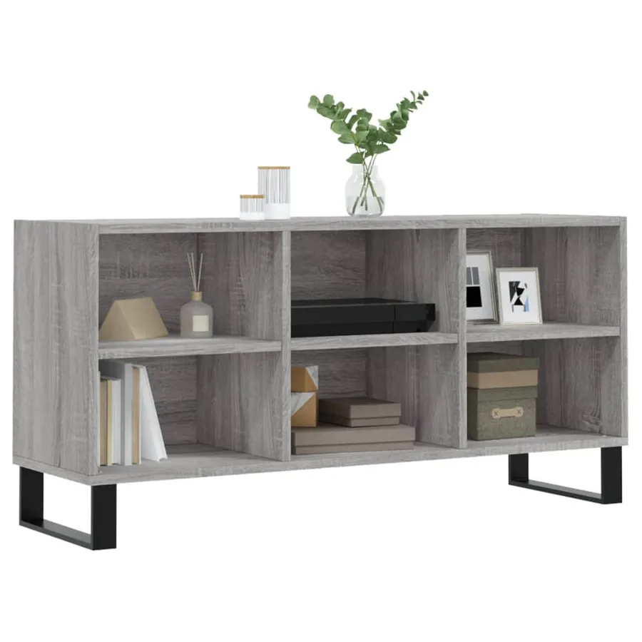 Meuble TV sonoma gris 103,5x30x50 cm bois d'ingénierie - 3