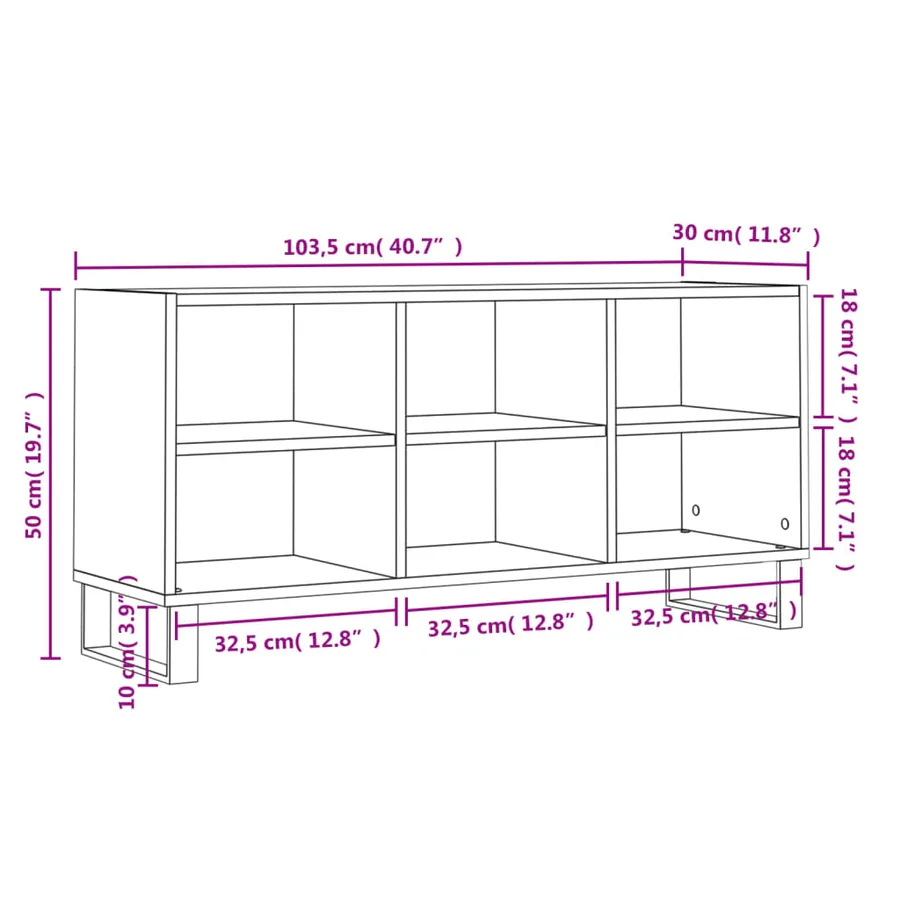 Meuble TV sonoma gris 103,5x30x50 cm bois d'ingénierie - 9