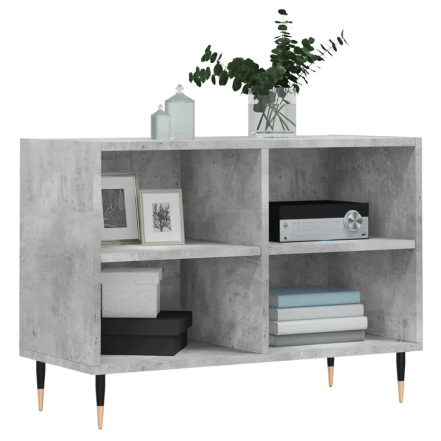 Meuble TV gris béton 69,5x30x50 cm bois d'ingénierie - 3