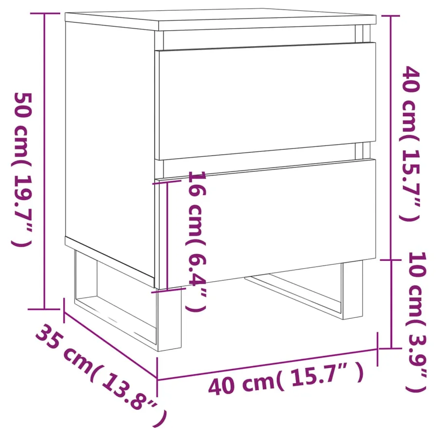 Tables de chevet 2 pcs chêne fumé 40x35x50 cm bois ingénierie - 11