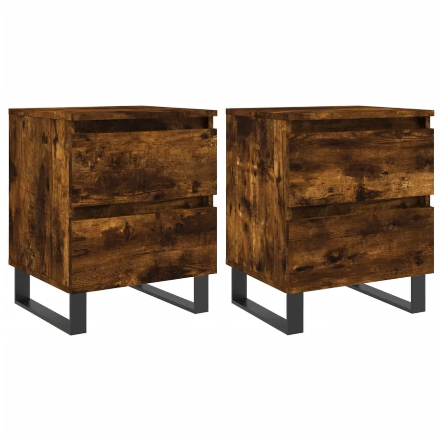 Tables de chevet 2 pcs chêne fumé 40x35x50 cm bois ingénierie - 2
