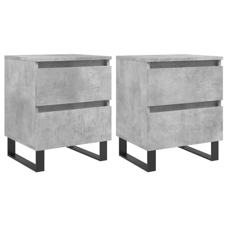 Tables de chevet 2 pcs gris béton 40x35x50 cm bois d’ingénierie - 2