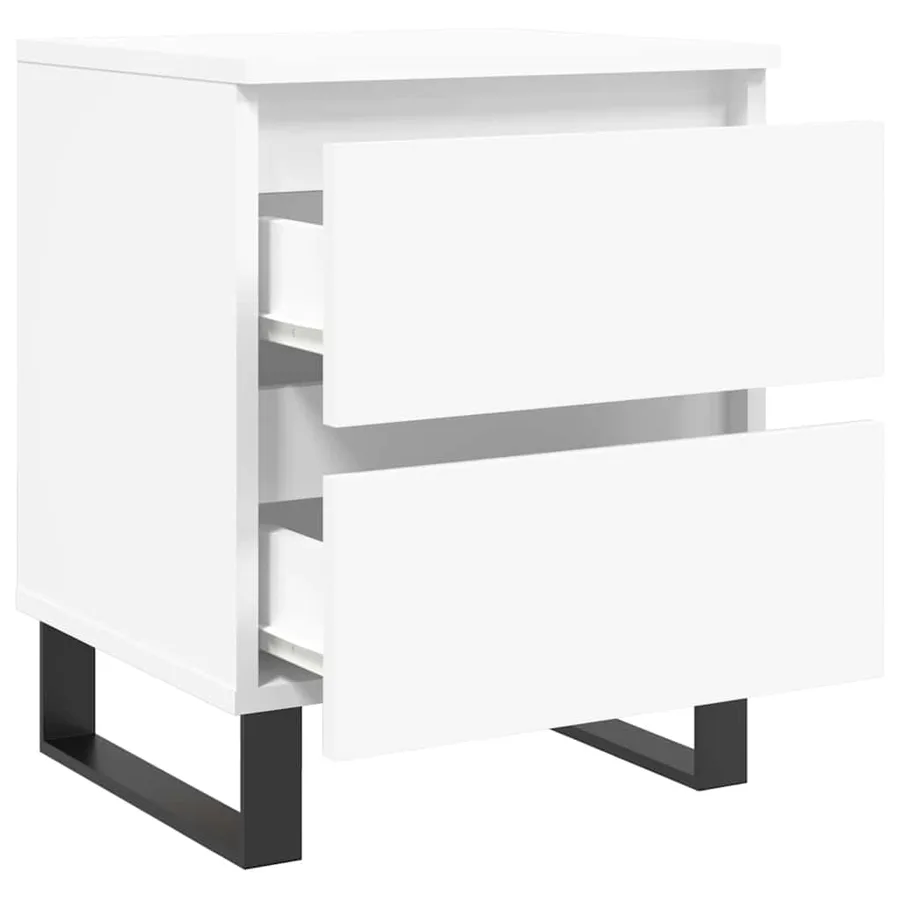 Table de chevet Blanc 40x35x50 cm Bois d’ingénierie - 6