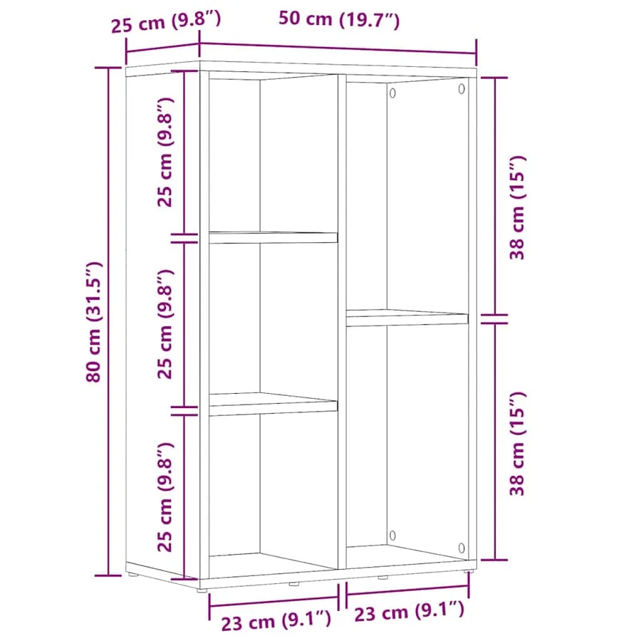 Bibliothèque/Buffet chêne fumé 50x25x80 cm bois d'ingénierie - 12