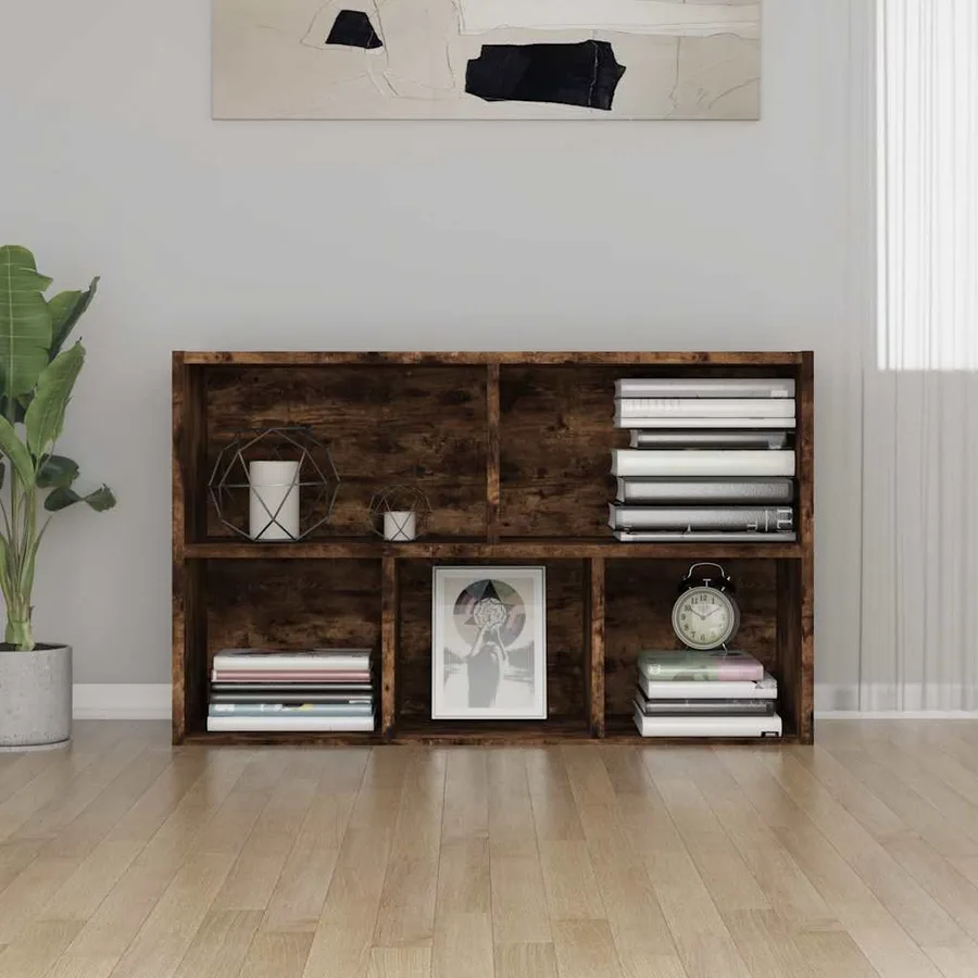 Bibliothèque/Buffet chêne fumé 50x25x80 cm bois d'ingénierie - 3