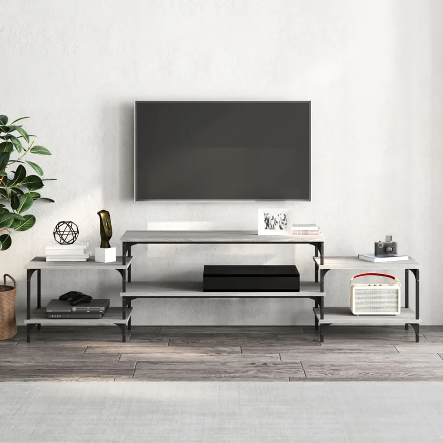 Meuble TV sonoma gris 197x35x52 cm Bois d'ingénierie - 3