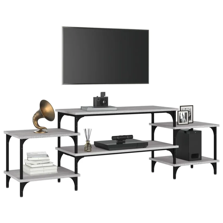 Meuble TV Sonoma gris 157x35x52 cm bois d'ingénierie - 4