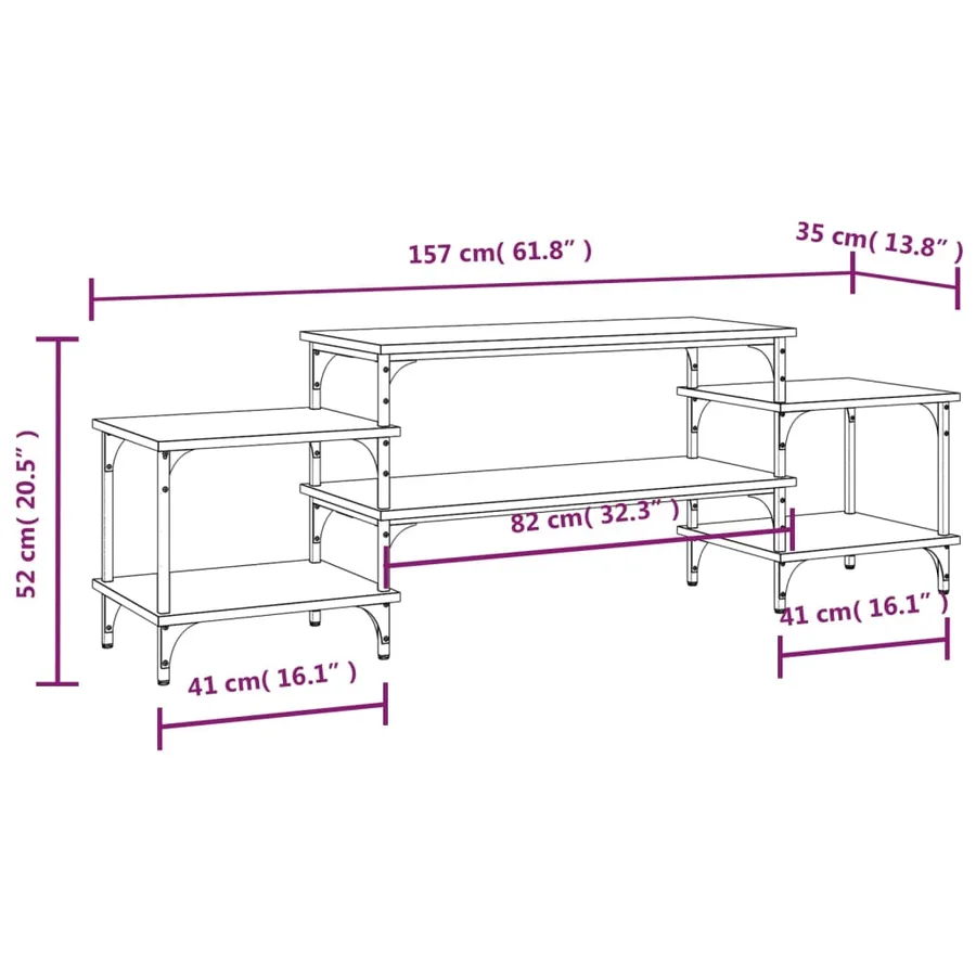 Meuble TV Sonoma gris 157x35x52 cm bois d'ingénierie - 9