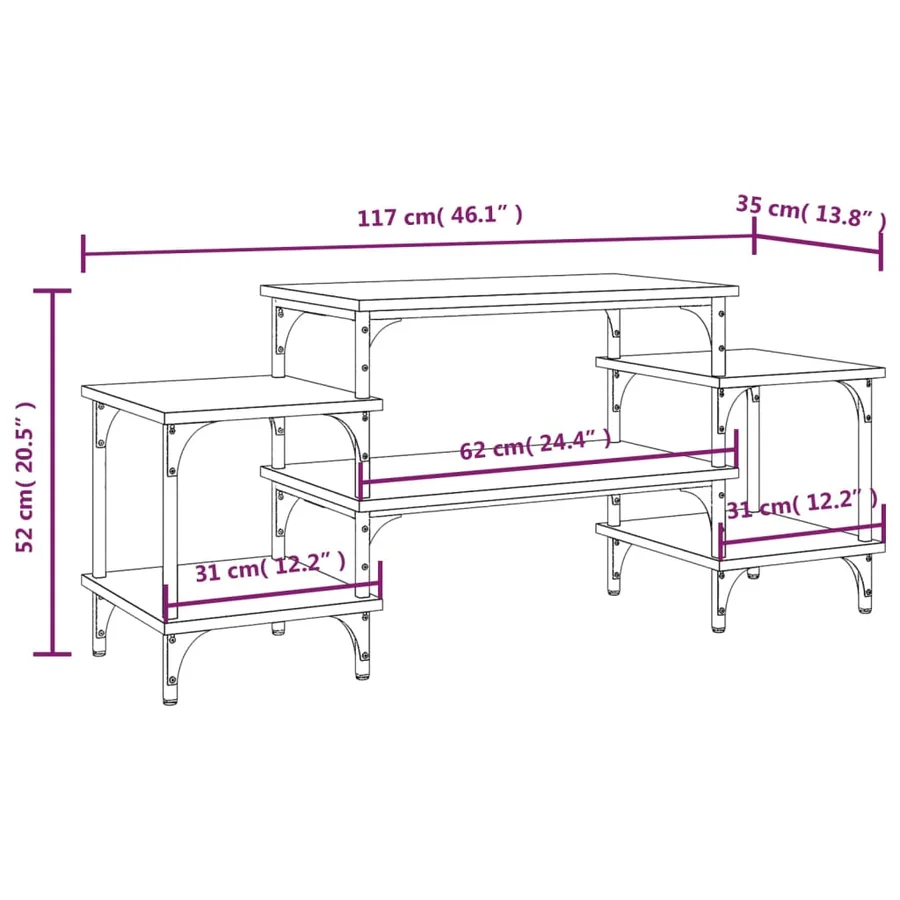 Meuble TV chêne sonoma 117x35x52 cm bois d'ingénierie - 9