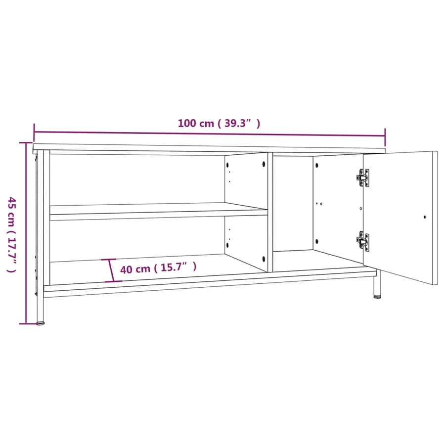 Meuble TV chêne fumé 100x40x45 cm bois d'ingénierie - 10