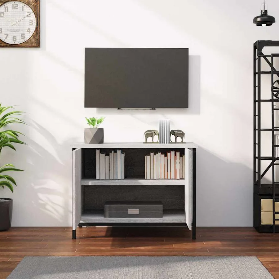 Meuble TV avec portes sonoma gris 60x35x45 cm bois d'ingénierie - 3
