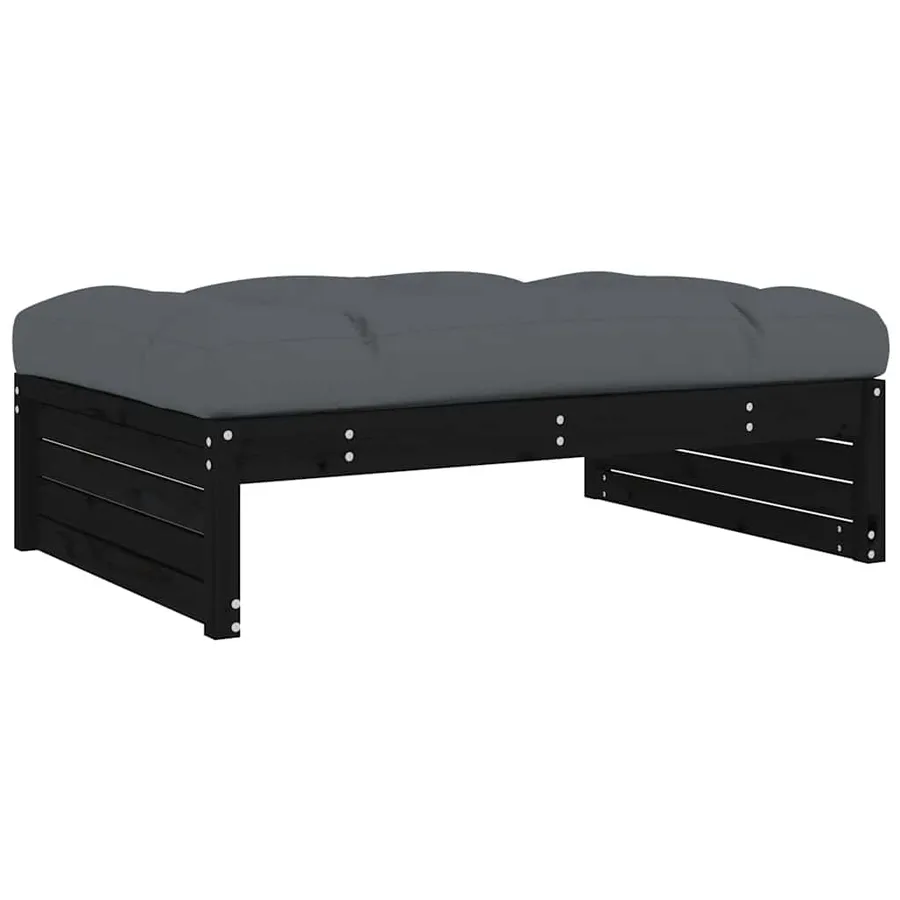 Repose-pied de jardin 120x80 cm noir bois de pin massif - 2