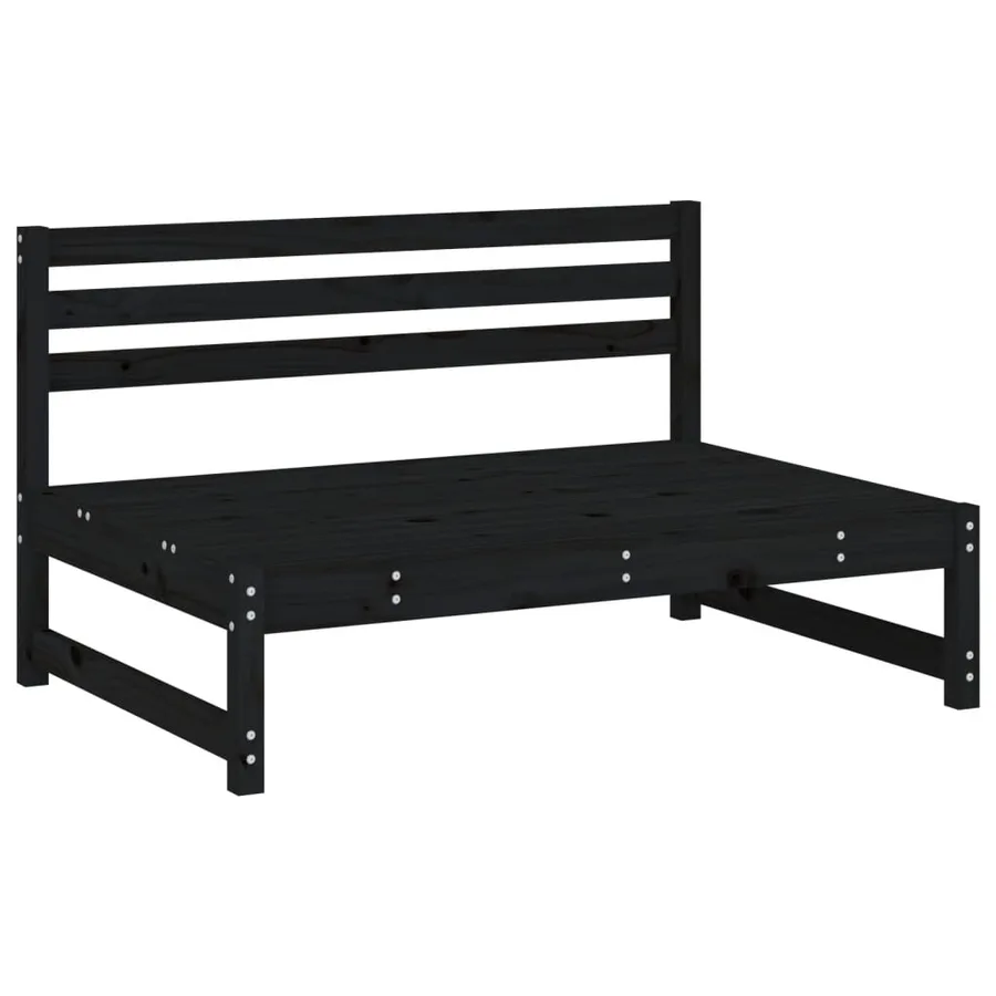 Canapé central 120x80 cm noir bois de pin massif - 3