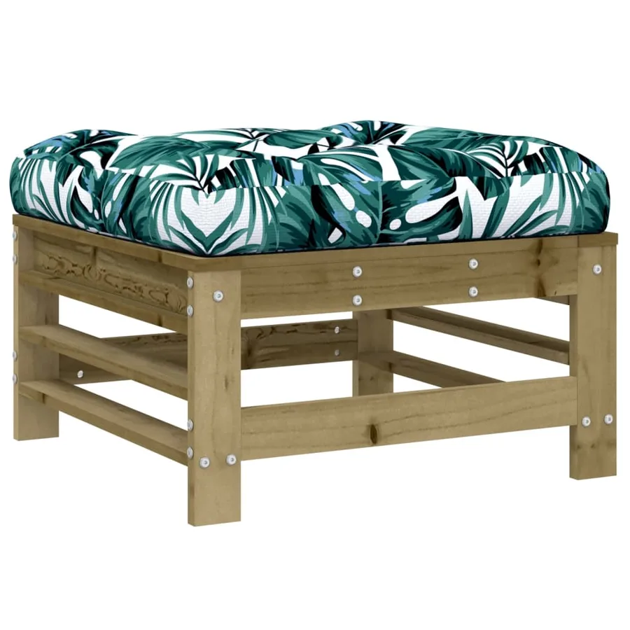 Repose-pied de jardin avec coussin bois de pin imprégné - 5