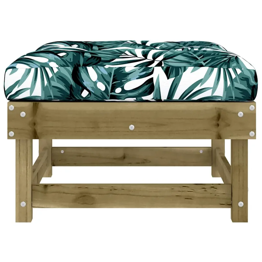 Repose-pieds de jardin et coussins lot de 2 bois pin imprégné - 4
