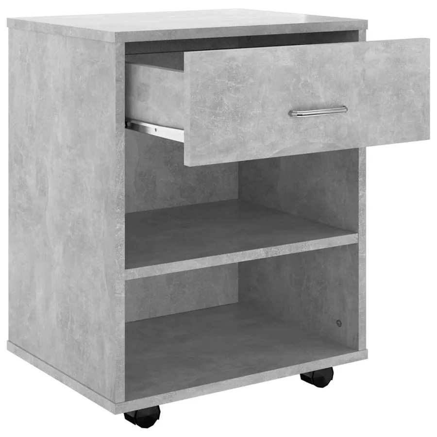 Armoire à roulettes Gris béton 46x36x59 cm Bois d’ingénierie - 6