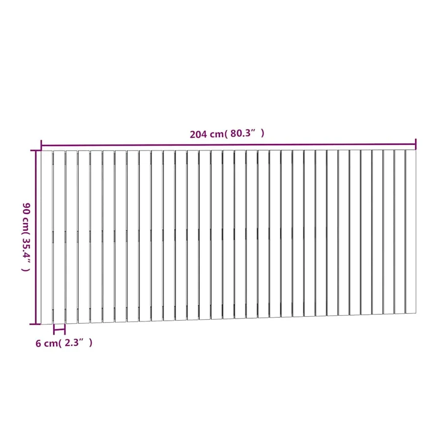 Tête de lit murale Marron miel 204x3x90 cm Bois massif de pin - 8