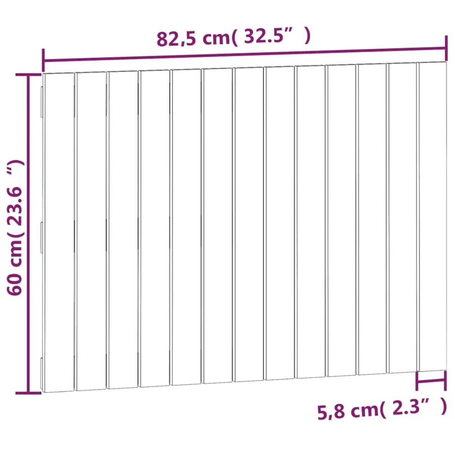 Tête de lit murale Noir 82,5x3x60 cm Bois massif de pin - 8