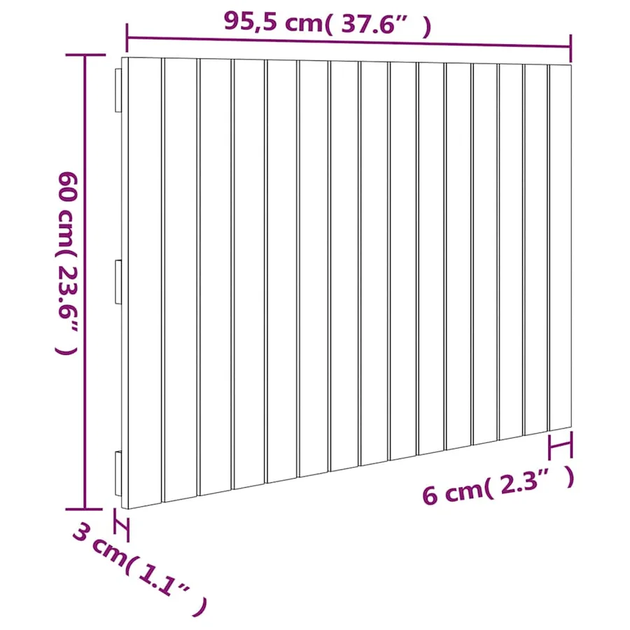 Tête de lit murale Blanc 95,5x3x60 cm Bois massif de pin - 8