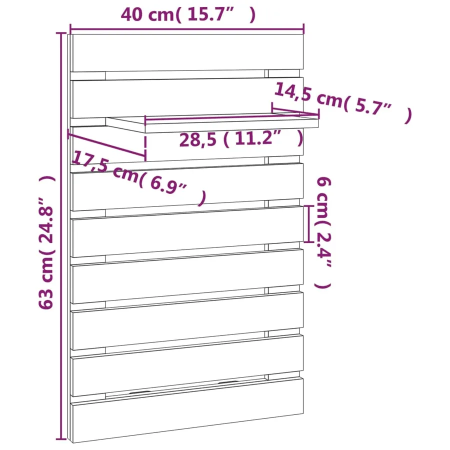 Étagères de chevet murales 2 pcs Noir Bois de pin massif - 10