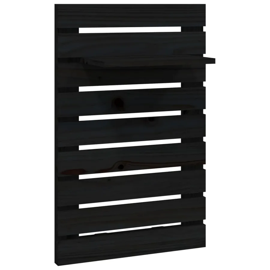 Étagères de chevet murales 2 pcs Noir Bois de pin massif - 5