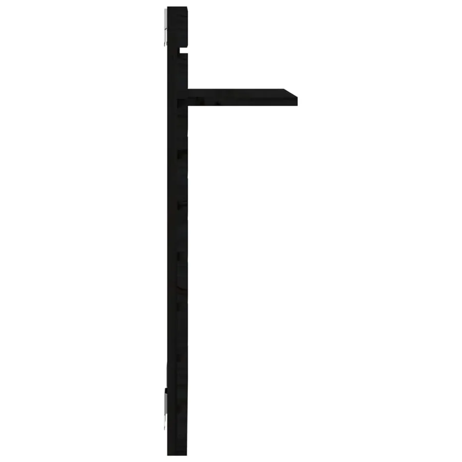 Étagères de chevet murales 2 pcs Noir Bois de pin massif - 7