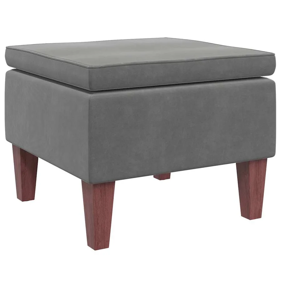 Tabouret avec pieds en bois Gris foncé Velours - 2