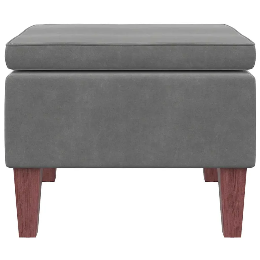 Tabouret avec pieds en bois Gris foncé Velours - 3