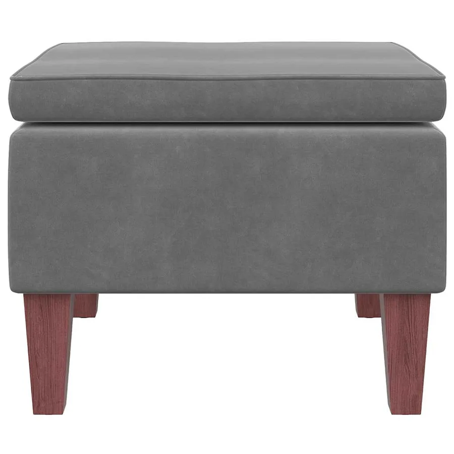 Tabouret avec pieds en bois Gris foncé Velours - 5