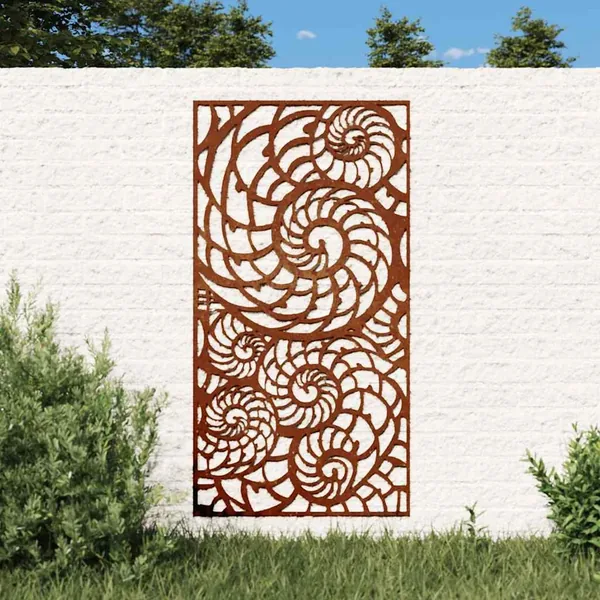 Décoration murale de jardin 105x55 cm acier corten design coque