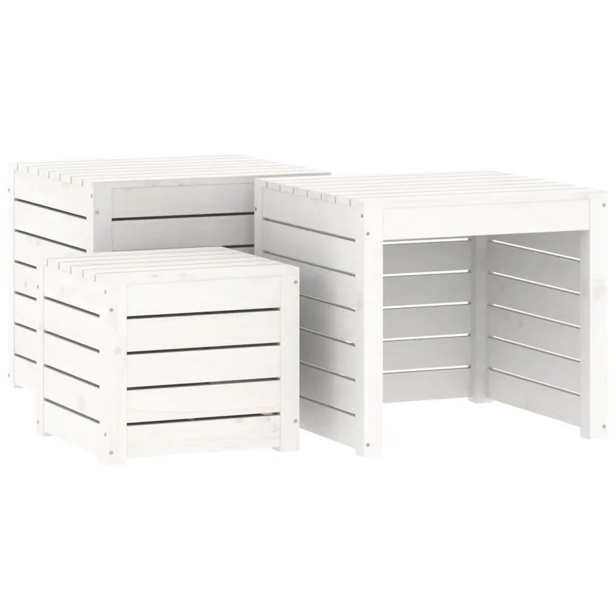Ensemble de boîtes de jardin 3 pcs blanc bois de pin massif - 2