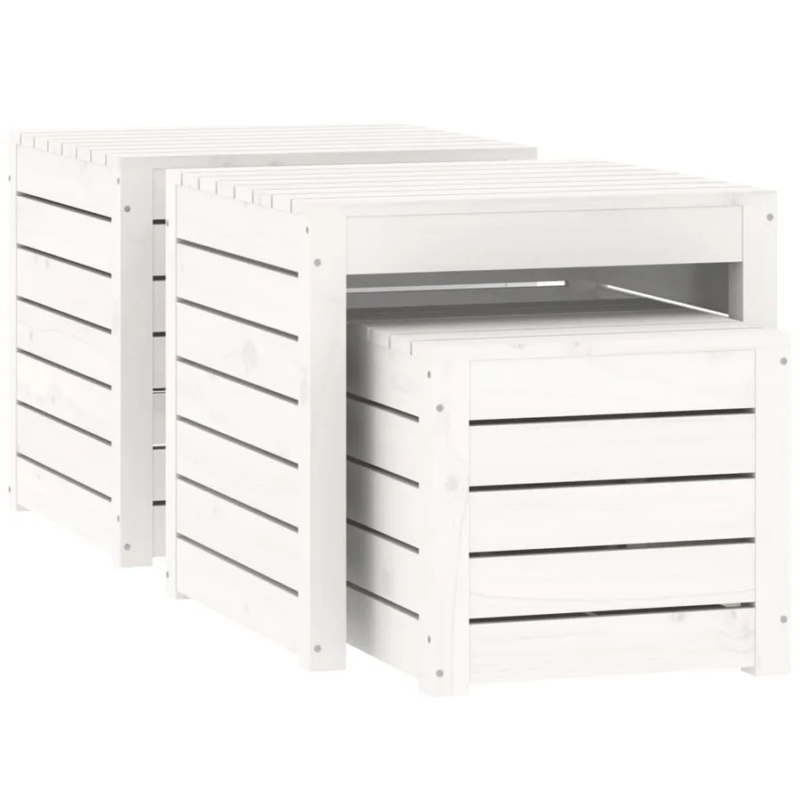 Ensemble de boîtes de jardin 3 pcs blanc bois de pin massif - 5