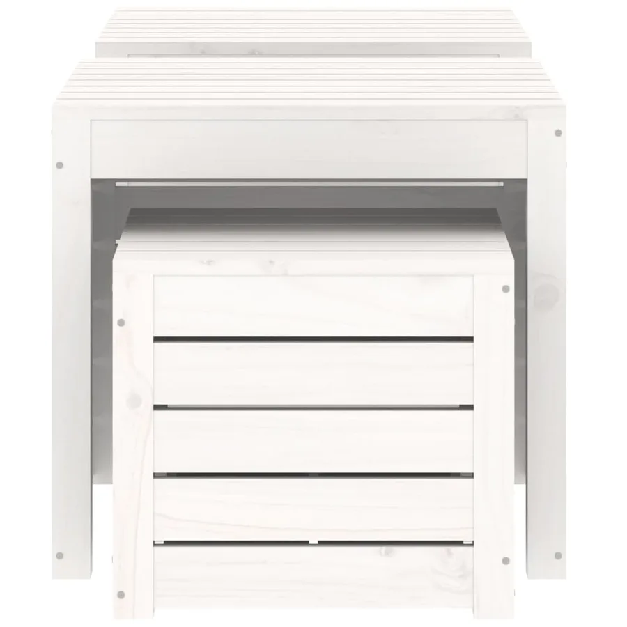 Ensemble de boîtes de jardin 3 pcs blanc bois de pin massif - 6