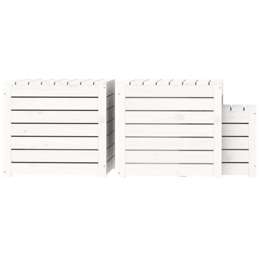 Ensemble de boîtes de jardin 3 pcs blanc bois de pin massif - 7