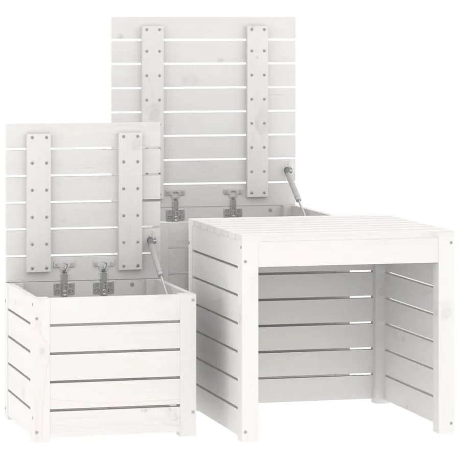 Ensemble de boîtes de jardin 3 pcs blanc bois de pin massif - 8