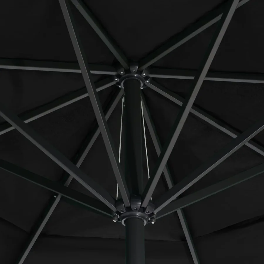 Parasol de jardin avec mât en aluminium 500 cm noir - 5
