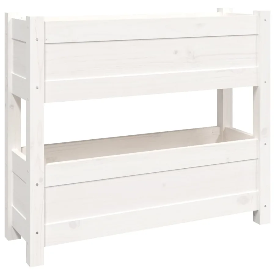 Jardinière Blanc 77x25x66 cm Bois massif de pin - 2