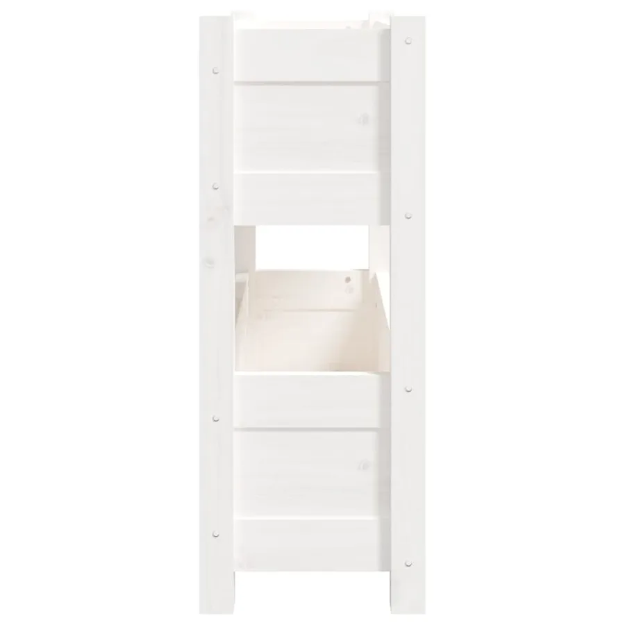 Jardinière Blanc 77x25x66 cm Bois massif de pin - 6