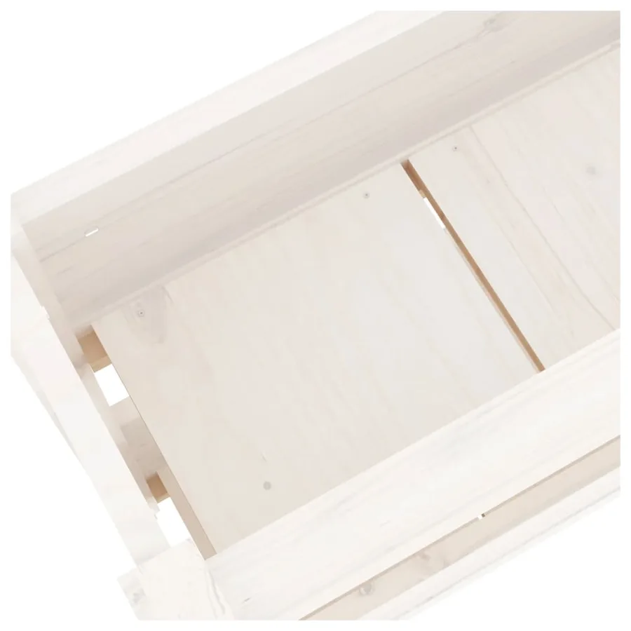 Jardinière Blanc 77x25x66 cm Bois massif de pin - 7
