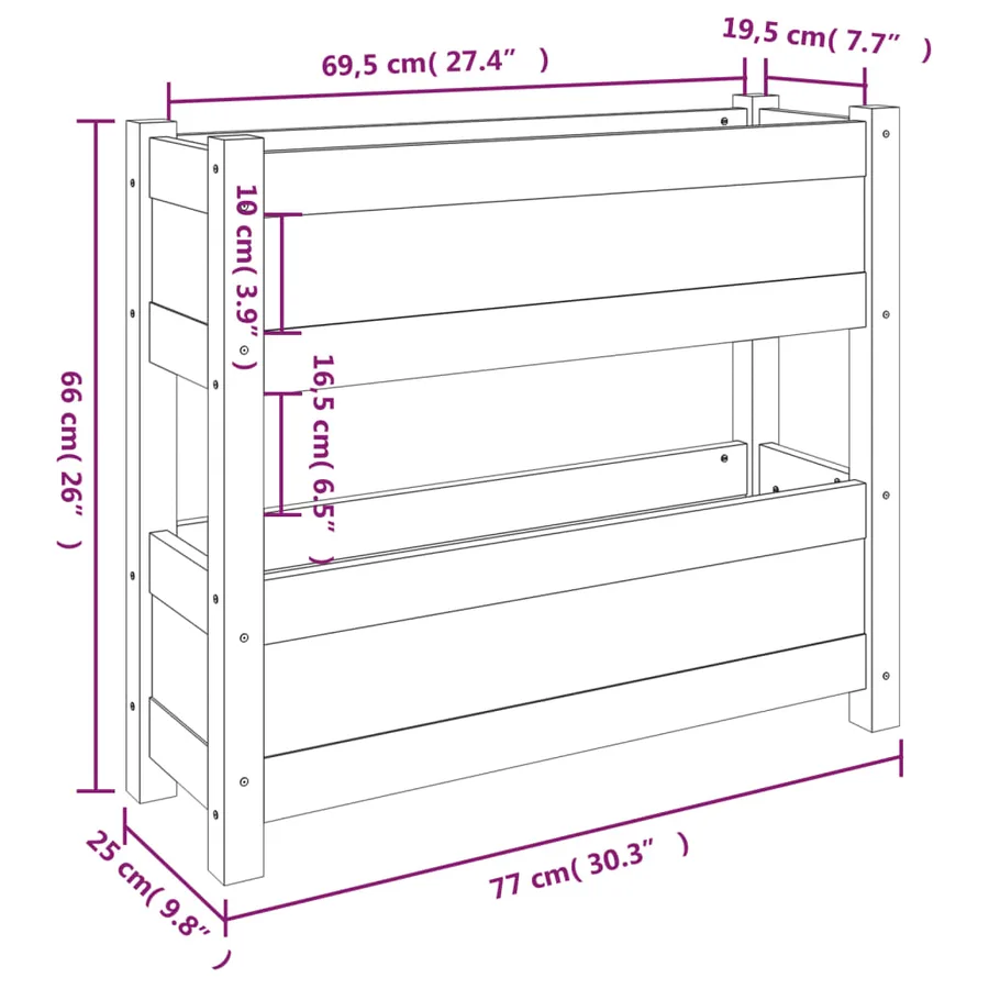 Jardinière Blanc 77x25x66 cm Bois massif de pin - 9