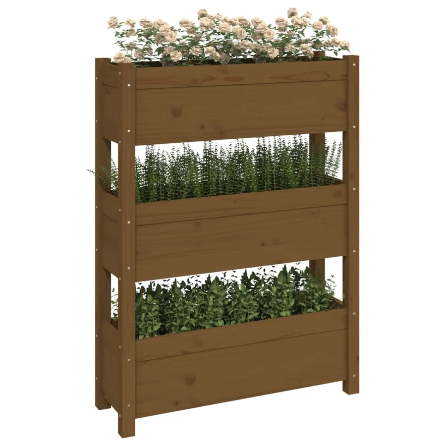 Jardinière Marron miel 77x25x104,5 cm Bois massif de pin - 4