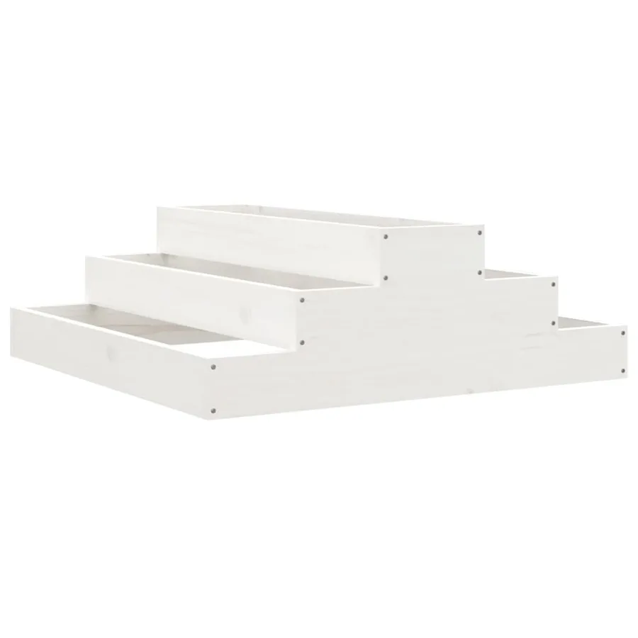 Jardinière Blanc 80x80x27 cm Bois massif de pin - 2