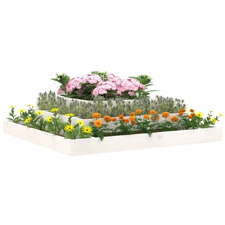 Jardinière Blanc 110x110x27 cm Bois massif de pin - 3