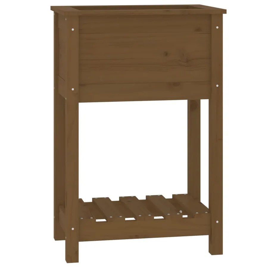 Jardinière avec étagère Marron miel 54x34,5x81 cm Bois de pin - 2