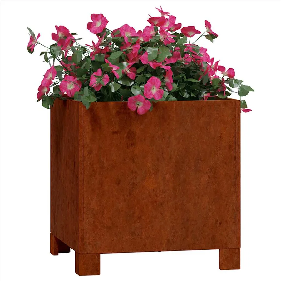 Jardinière avec pieds Rouillé 30x30x30 cm Acier corten - 3