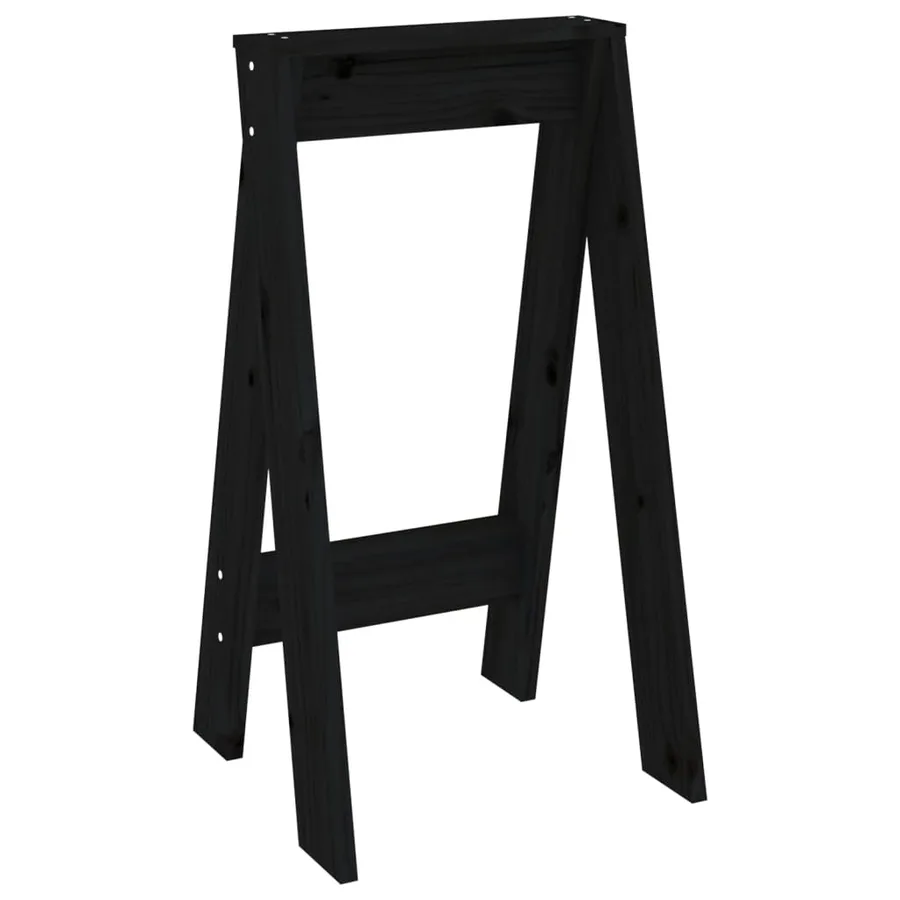 Tabourets lot de 2 noir 40x40x75 cm bois massif de pin - 4
