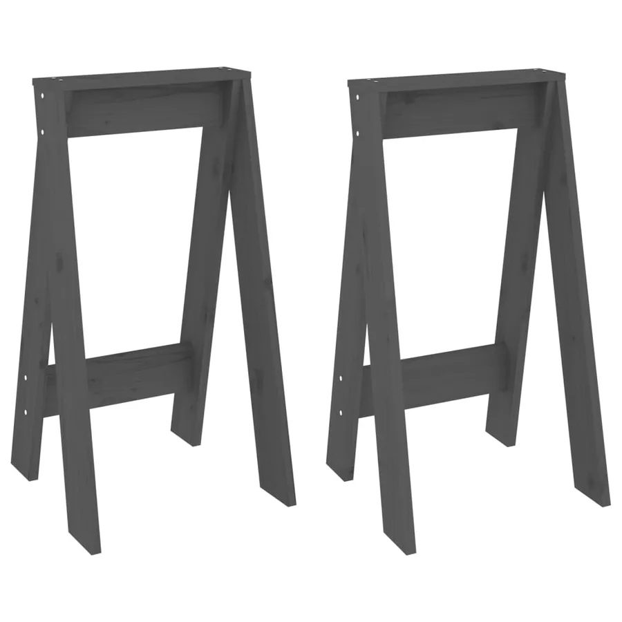 Tabourets 2 pcs Gris 40x40x75 cm Bois massif de pin - 2