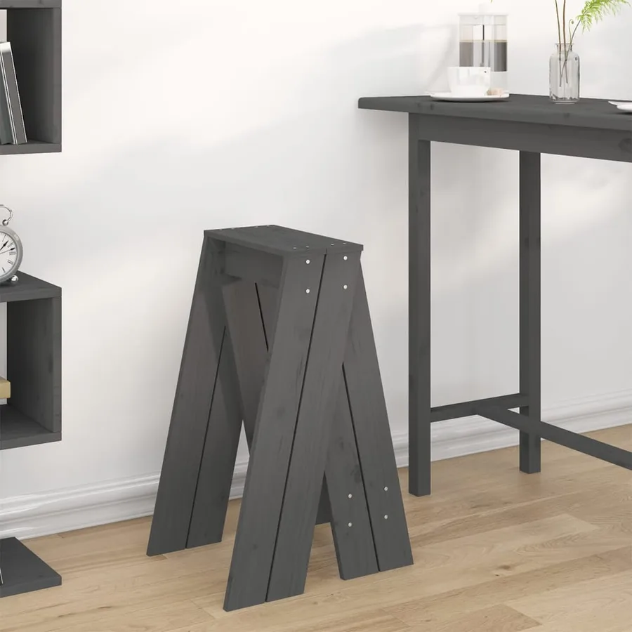 Tabourets 2 pcs Gris 40x40x75 cm Bois massif de pin - 3